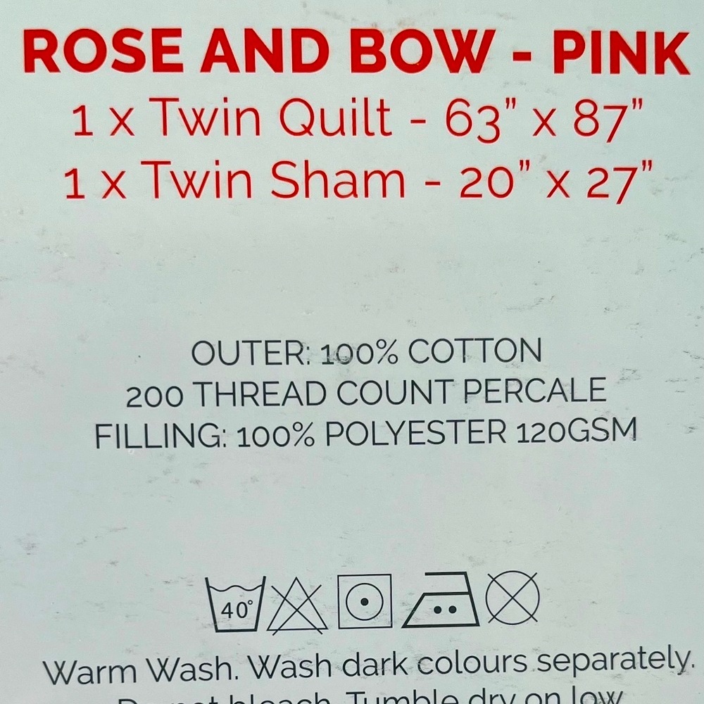 Cath Kidston "Twin Quilt Set in Roses and Bows on Pink" NWT - Picture 5 of 6